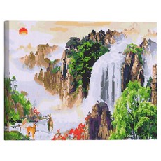 아트조이 DIY 보석 십자수 캔버스형 50 x 40 cm, 운수대통산수화, 1세트
