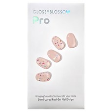 GLOSSYBLOSSOM 凝膠美甲貼片 半固化真指甲貼, 透明亮片款, 1組