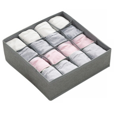 貼身衣物分格收納盒16格, 灰色, 1個, 32.5 x 32.5 x 10cm