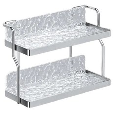 德利生活 亞克力雙層壁掛台面兩用廚房置物架, 冰川紋, 1個