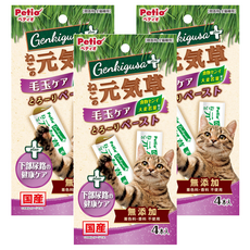 Petio 派地奧 貓的元氣草 毛球&下部尿路健康護理肉泥 4本入, 鮪魚, 40g, 3袋