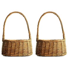 Garden in the City 藤編藺草單提把柳條籃, 單一顏色, 2個