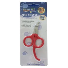 HELLO PET 哈囉佩特 指甲剪刀 適用於小貓、兔子和鳥類 熱處理不銹鋼 雙磨刀片 塑膠塗層手柄, 顏色隨機, 1個