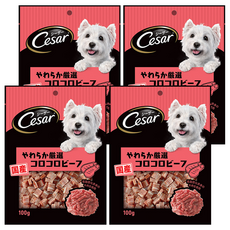 西莎 點心系列 狗零食 主廚嚴選香軟牛肉切塊口味 蔬菜添加, 100g, 4包