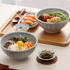 텐도쿠사 도자기 우동 면기, 혼합 색상, 2개