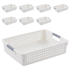 收納籃 2件組 手提設計 鏤空設計 Coupang, 34 x 25.5 x 8cm, 05 矮款 大號, 8個