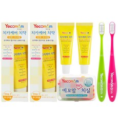 Yecomam 3階段牙膏 2入 + 迷你牙膏 2入 + 2階段絲滑牙刷 2入 + 硬質牙線 口腔護理組, 1套