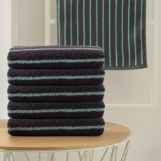 코멧 홈 부드러운 선염 코튼 스트라이프 호텔수건 세면타월 180g, 브라운, 5개