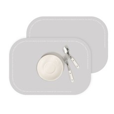 Haru Gonggan 矽膠防水餐墊, 43 x 30 cm, 灰色, 2個