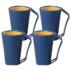 帶手柄雙色漱口杯 附牙刷插槽, 深藍色, 1組