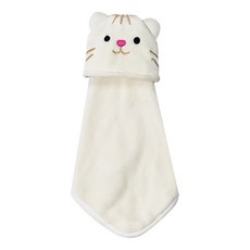 動物擦手巾 Set 3入, 珊瑚絨, 白色貓咪, 灰色小貓, 咖啡小熊, 藍色企鵝, 43 x 34cm, 款式隨機, 1組