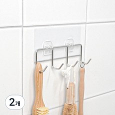 spider loc 簡約黏貼式浴室多用途4鉤掛架, 單一顏色, 2個