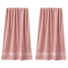 純棉浴巾 C108 140 x 70cm 平紋款 400g, 櫻花粉, 2個