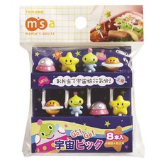 TORUNE m'sa 宇宙外星人造型食物裝飾固定叉 Set, 8支, 1包