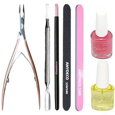 Anydeco 指甲護理套組 7 款, 鉗子+石推器+金屬推器+角質層油+指甲強化劑+指甲銼+緩衝液, 1組