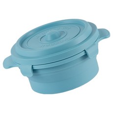 HOUSUXI 舒希 鑄鐵鍋矽膠折折盒, 水藍色, 1個