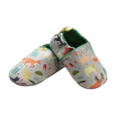 兒童款手工防滑嬰兒學步鞋 尺寸: 16cm, 繽紛動物 灰色