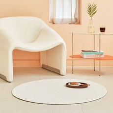 스칸디앤홈 관리쉬운 크림투톤 단모 러그 워셔블 거실 카페트 원형