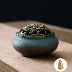 LizJany 碗型香插, 11 蓮花蓋 窯綠色