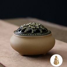 LizJany 碗型香插, 14 蓮花蓋 陶土黃