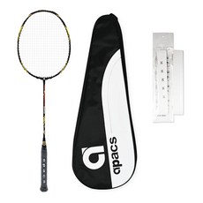 apacs Hyper Nano Generation 選手用編織羽球拍 黑黃色 + 含穿線 + 球拍套隨機出貨 + 握把布組, 1套, APSR1002