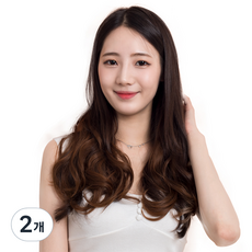 투컬러 웨이브 붙임머리 28 x 40 cm 130g, 블랙 + 라이트브라운, 2개
