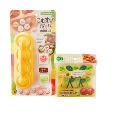 Mimi&O 熊寶寶圓形迷你飯糰模具 + 葉子便當裝飾叉 10入組, 混合色, 1套