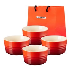 르크루제 라메킨 그릇 대 + 쇼핑백S, 4개, 라메킨 그릇 4p + 쇼핑백S, 빨강