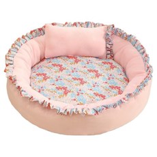 PASTEL PET 寵物小碎花圓形坐墊, 粉紅色, 1個