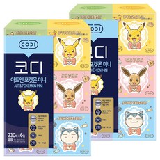 코디 아트앤 포켓몬 미니 천연펄프 각티슈 2겹 랜덤발송, 230매, 12개