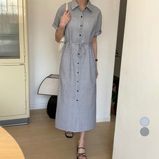 AFINAR 女士條紋捲袖短袖襯衫式洋裝, 黑色