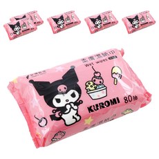 Sanrio 三麗鷗 酷洛米柔膚濕紙巾 冰淇淋, 1入, 6包