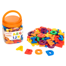 miniland大尺寸磁性大寫字母74入組-字母學習、顏色辨識、手部肌肉訓練, 1桶