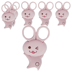 SHIMOMURA 下村 安全剪刀 附磁鐵 兔子, 88x53x15mm 不鏽鋼 ABS樹脂 碳鋼, 6個