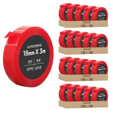 DADA 超強力雙面膠帶 Set 5個, 18mm X 3m, 20個, 투명