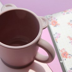 孩童造型矽膠雙耳水杯, 粉色, 2入