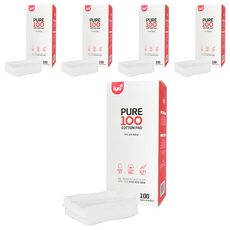 iya PURE 100 순면 화장솜 60 x 70 mm, 100매입, 5개