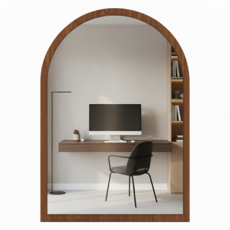 Locus 拱形桌用化妝台鏡 大型 40*60cm, 胡桃木色