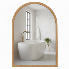 Locus 拱形桌上型壁掛式化妝臺鏡 大型, 原木
