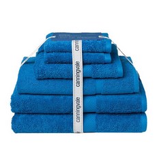 Canningvale 皇家璀璨毛巾 6件組-大號, 100% 陸地精梳棉,浴巾x2, 毛巾x2, 方巾x2, 藍色, 1組