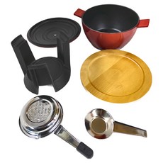 JMT 高級鑄鐵霧黑琺瑯煮飯鍋 湯燉鍋 個人專用小火鍋 5件組，尺寸18.5cm, 1組