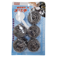 HIKARI 日光生活 鋼絲球超值組 Set 不鏽鋼絲球清潔鍋具、爐具、抽油煙機、焦垢, 6入, 1組