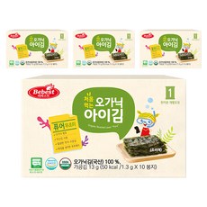 Bebest 孩童烘烤海苔 10包入, 無調味, 13g, 4盒