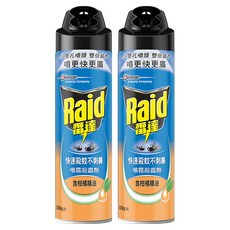 Raid 雷達 噴霧殺蟲劑，雙孔噴頭，快速殺蚊不刺鼻，含柑橘精油, 500ml, 2罐