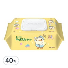 그린핑거 푸아에디션 마이키즈 아기물티슈 캡형, 40개, 100매, 37g