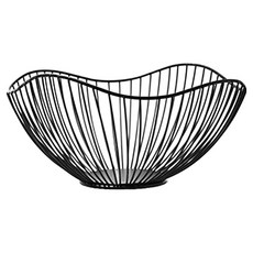 好物良品 客廳裝飾藝術金屬鏤空收納置物零食水果網籃, 黑色, 1個