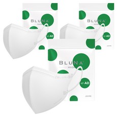 블루나 숨편한 2D 소형 비말차단 마스크 새부리형 KF-AD, 5매입, 15개, 화이트