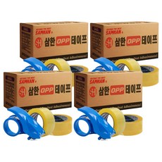 삼한 투명 박스테이프 50m 6p + 고급 커터기 세트, 투명(박스테이프),, 4세트