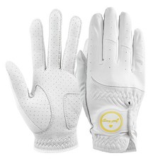 ANYGOLF 女性用半羊皮Rich高爾夫球手套 雙手用, 黃色, 1個