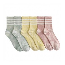 adidas 愛迪達 3S C CRW WASH3P 襪子 3雙, 粉色 + 黃色 + 灰色, 1組